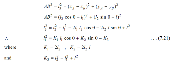 677_Freudensteins Equation for Slider Crank Chain for Three Accuracy Points.png